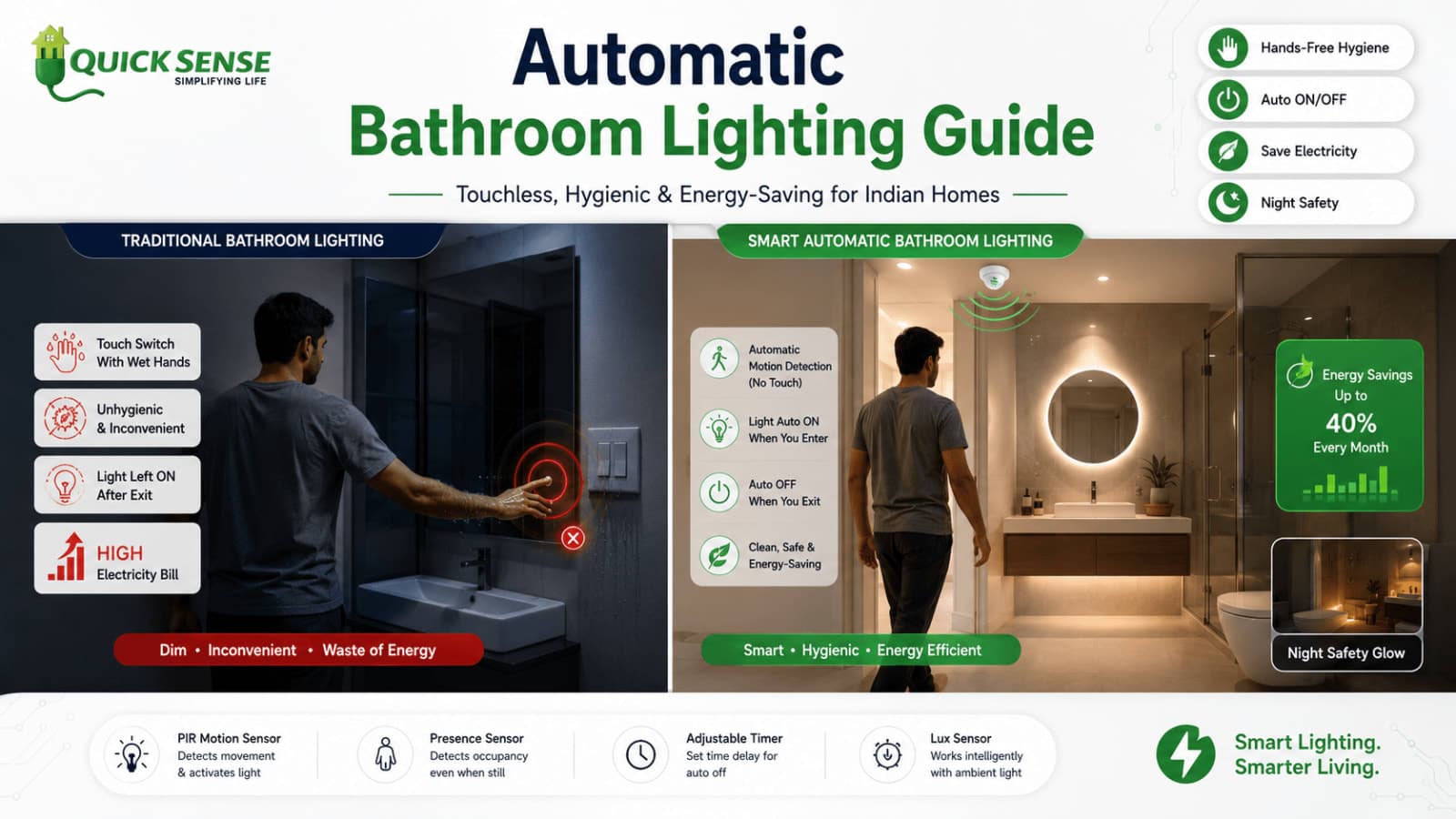Touchless & Automatic Bathroom Lighting: A Practical Guide for Indian Homes
