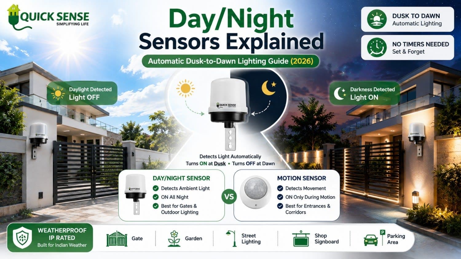 Day/Night Sensors Explained: Automatic Dusk-to-Dawn Lighting in India (2026)